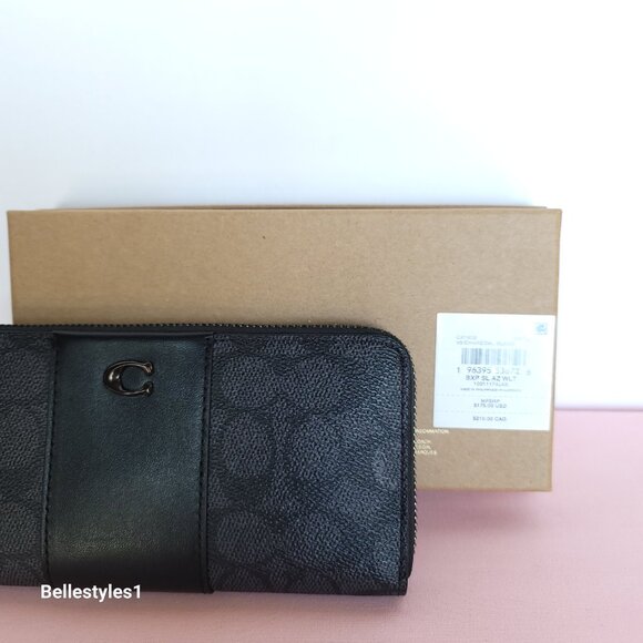 COACH Boxed Slim Accordion Signature Canvas & Leather Wallet w Back-slip pocket⭐ - Picture 16 of 16